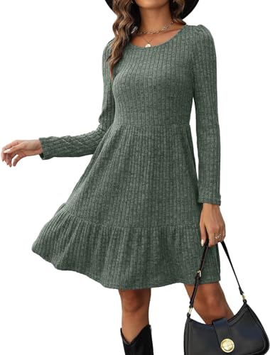 Zetieny Robe Femmes Casual Robe Pull Tunique à Manches Longues