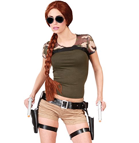 Ceinture Lara Croft Double Holster avec Pistolets, Gris, Taille unique