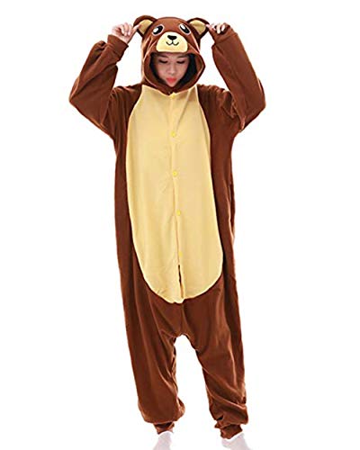 Ours Brun Pyjama Adulte Combinaison Animaux Vêtement de Nuit Halloween