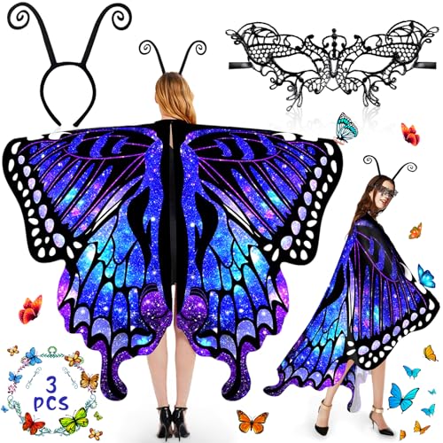 ZLPBAO Deguisement Papillon Adulte en Polyester, Déguisement Papillon Adulte Châle,