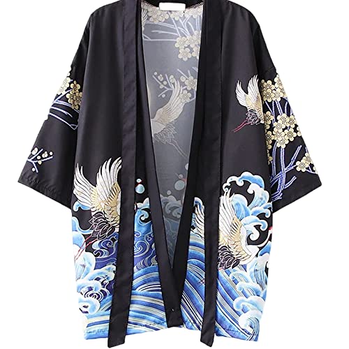 SINROYEE Kimono imprimé châle japonais pour femme - Manches 3/4