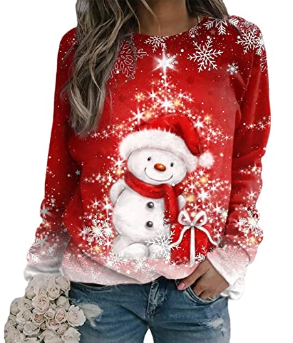 Yesgirl Pull Noël Femme Manches Longues Col Rond Rigolo Noel