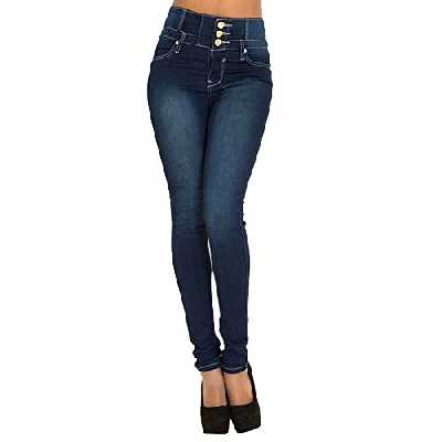 LAEMILIA Pantalons Femme Denim Printemps Jeans Slim Taille Haute Leggings Sexy Collant Crayon Déchirés (FR42, Bleu)