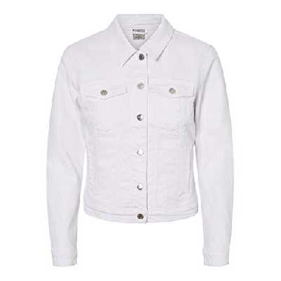 Vero Moda Vmhot SOYA Ls Denim Jacket Mix Noos Blouson, Blanc (Bright White Bright White), 38 (Taille Fabricant: Small) Femme